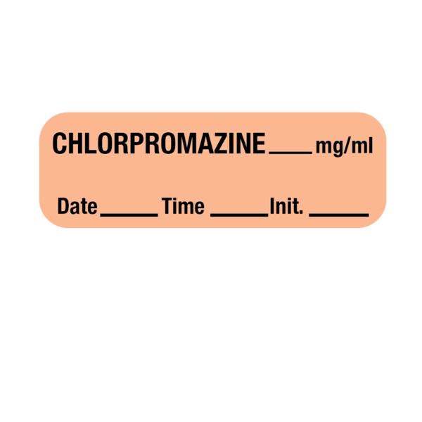 Label, Chlorpromazine 1/2" x 1-1/2" Salmon w/Black